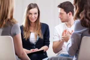 a supportive group therapy session reflecting treatment for various mental health issues