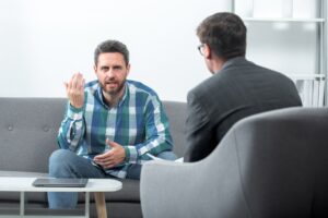 mental health professional performing a psychiatric evaluation and working to treat depression